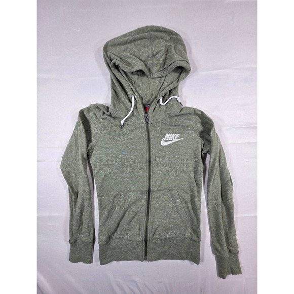 Nike Tops - Nike Sportswear Gym Vintage Full Zip Hoodie Olive Green Heather Womens Small